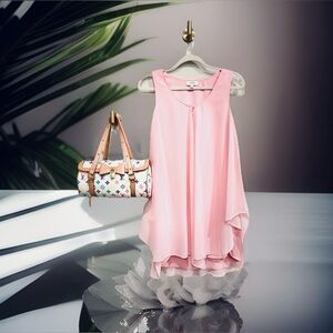 Umgee Pink Flowy Chiffon Dress